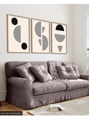 Evine Moda Soyut Geometrik Desenler 3 Parça Ahşap Çerçeveli Tablo