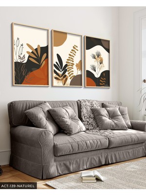 Evine Moda Botanik Sanat 3 Parça Ahşap Çerçeveli Tablo Act