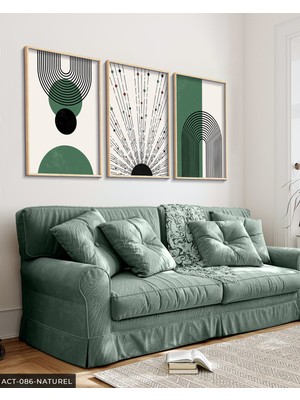 Evine Moda Soyut Desenler 3 Parça Ahşap Çerçeveli Tablo