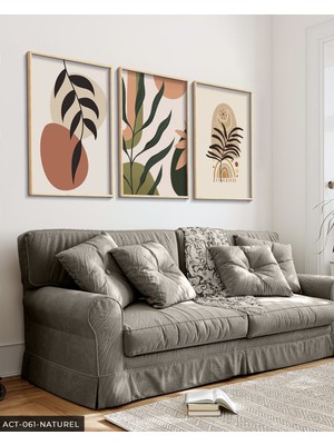 Evine Moda Çiçekler 3 Parça Ahşap Çerçeveli Tablo