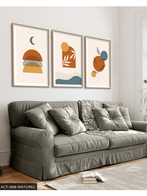 Evine Moda Soyut 3 Parça Ahşap Çerçeveli Tablo