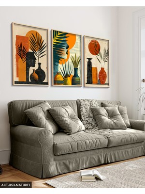 Evine Moda Bohem Tarz Modern 3 Parça Ahşap Çerçeveli Tablo Act