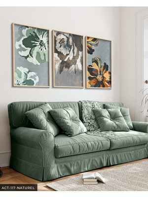 Evine Moda Renkli Çiçekler 3 Parça Ahşap Çerçeveli Tablo Act