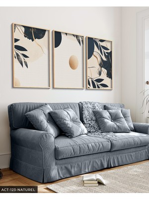 Evine Moda Gold Detaylı Ay ve Kadın Silüeti 3 Parça Ahşap Çerçeveli Tablo Act