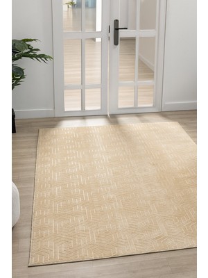 Maisoria Home  Rölyef Halı Kaymaz Tabanlı Makinada Yıkanabilir Leke Tutmaz Altın Kesme Halı Salon Yolluk