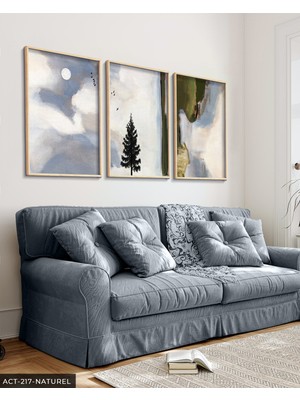 Evine Moda Minimalist Modern Sanat 3 Parça Ahşap Çerçeveli Tablo Act