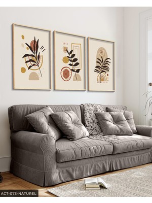 Evine Moda Yapraklar 3 Parça Ahşap Çerçeveli Tablo