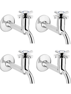 Argesco Mühendislik 4lü Artı Aç Kapa 4 Kollu Krom Çevirveli Musluk Duvardan Tek Girişli