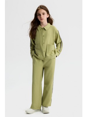 Nk Kız Çocuk Şeritli Gömlek 8-14 Yaş Yeşil