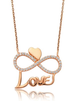 Katre46 925 Ayar Gümüş Kalpli Sonsuzluk Love Kadın Gümüş Kolye