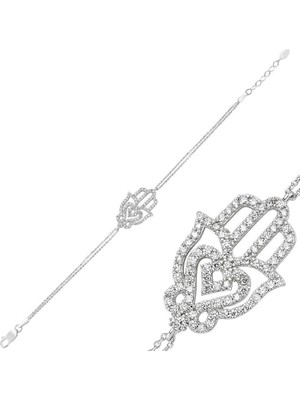 Katre46 925 Ayar Gümüş Fatma Ana Eli Bileklik