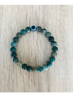 MK Tasarım Rahatlatıcı, Dinginlik, Enerji Bilekliği - Gerçek Yosunlu Akik MKT.1.101.49- Taşların Kendi Rengidir