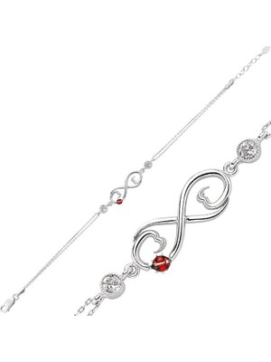 Katre46 925 Ayar Gümüş Uğur Böcekli Sonsuzluk Bileklik