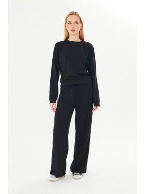 Trendhill Kadın Modal Kumaş Rahat Kalıp Eşofman Takımı Siyah 8510-S