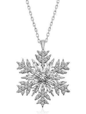 Katre46 925 Ayar Gümüş Kar Tanesi Kadın Gümüş Kolye