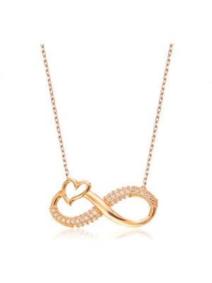 Katre46 925 Ayar Gümüş Kalpli Sonsuzluk Kadın Gümüş Kolye