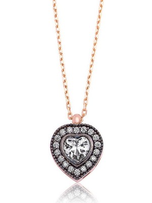 Katre46 925 Ayar Gümüş Kalpli Kadın Gümüş Kolye