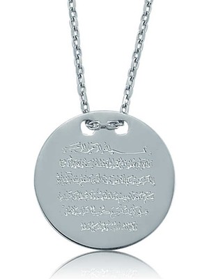 Katre46 925 Ayar Gümüş Ayetel Kürsi Yazılı Plaka Kadın Gümüş Kolye