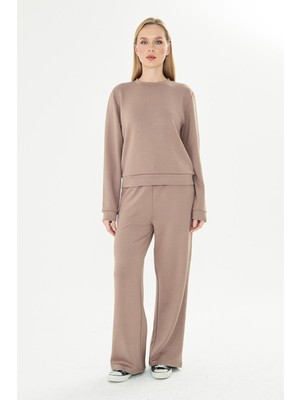 Trendhill Kadın Modal Kumaş Rahat Kalıp Eşofman Takımı A.kahve 8510-A.K