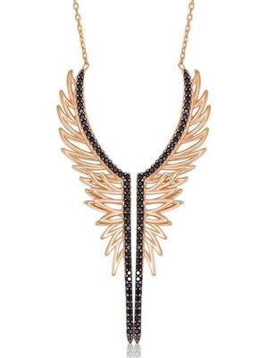 Katre46 925 Ayar Gümüş Melek Kanadı Kadın Gümüş Kolye