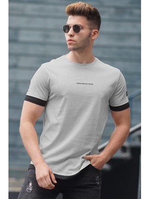 Madmext Basic Boyalı Gri Erkek Tişört 4459