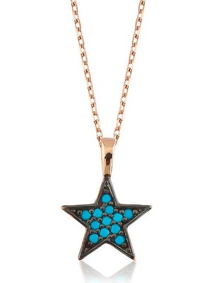 Katre46 925 Ayar Gümüş Mavi Yıldız Kadın Gümüş Kolye