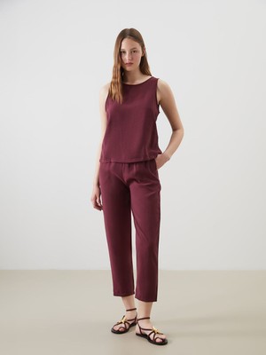 Lc Waikiki Yeni Sezon Beli Lastikli Keten Görünümlü Kadın Pantolon