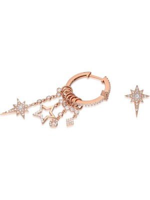 Nereze 925 Ayar Kutup Yıldızı Şans Küpe Kadın Gümüş Küpe