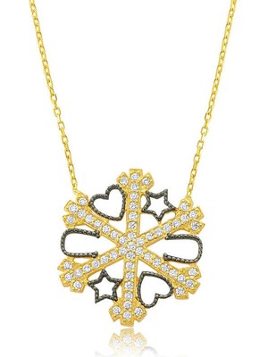 Katre46 925 Ayar Gümüş Kar Tanesi Şans Kadın Gümüş Kolye