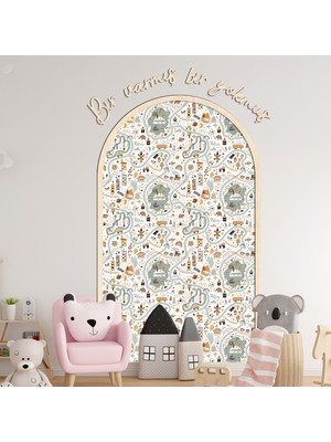 Çocuk Bebek Odası Duvar Sticker Seti | Bir Varmış Yazısı + Çerçeve | Duvar Dekoru & Karne Hediyesi, Çocuğunuzun Odasına Masal Dokunuşu, Yeni Doğan Hediyesş, Torun Hediyesi, Kitap Okuma Köşesi