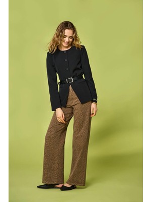 Only Onlmadıson Yüksek Bel Geniş Paça Kadın Pantolon Leopar Desenli