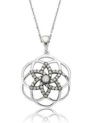 Katre46 925 Ayar Gümüş Yıldız Yaşam Çiçeği Kadın Gümüş Kolye