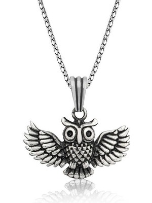 Katre46 925 Ayar Gümüş Baykuş Erkek Gümüş Kolye