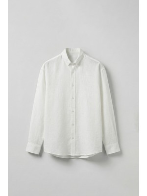 Abluka Online Erkek Oversize Basic Rahat Gömlek Beyaz