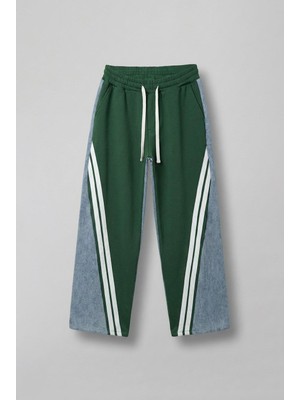 Abluka Online Erkek Baggy Fit Şerit Detaylı Duo Jean Yeşil