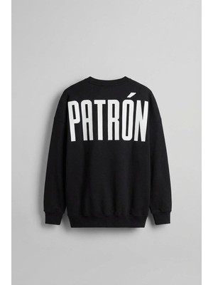 Abluka Online Erkek Oversize Baskılı Premium Sweatshirt Siyah