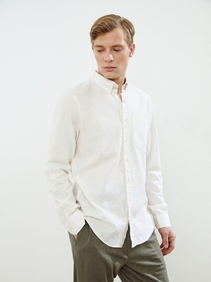 Lc Waikiki Yeni Sezon Regular Fit Uzun Kollu Keten Karışımlı Erkek Gömlek