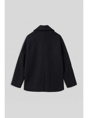 Erkek Oversize Kruvaze Kaban Siyah