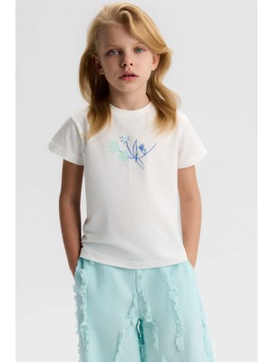 Nk Kız Çocuk Noibe Tshirt 4-8 Yaş Ekru