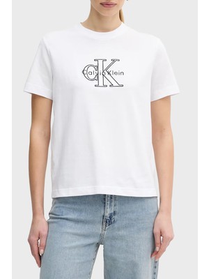 Calvin Klein Logolu Pamuklu Regular Fit Bisiklet Yaka T Shirt LV047E819GYAA Bayan T Shirt LV047E819G Yaa