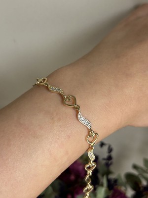 Lavanderopa Kalp Detaylı Gold cm Jewelry Bileklik