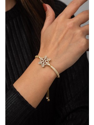 Nereze 925 Ayar Asansörlü Gold Rengi Kartanesi Bileklik Kadın Gümüş Bileklik