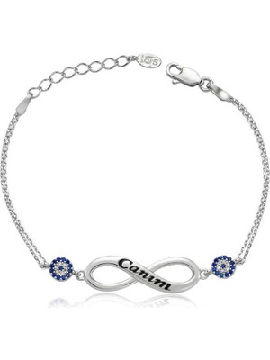 Katre46 925 Ayar Gümüş Sonsuzluk Canım Yazılı Bileklik