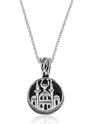 Katre46 925 Ayar Gümüş Cami Desenli Gümüş Kolye