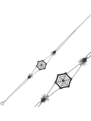 Katre46 Gümüş Örümcek Ağı Bayan Bileklik