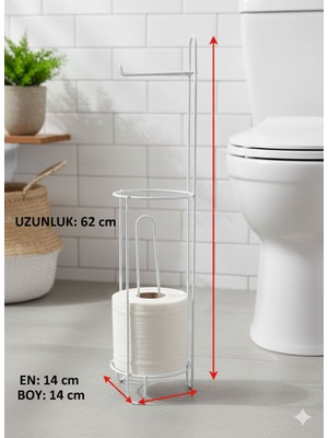 Aktaş Home Tuvalet Kağıtlığı Wc Kağıtlık Yedekli Metal Tuvalet Kağıdı Standı Tutacağı Askısı