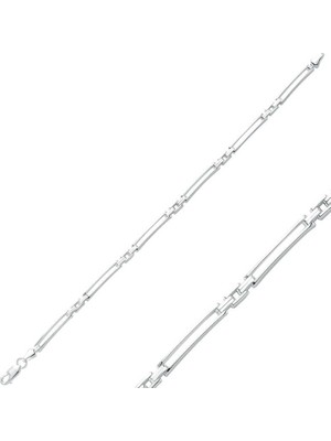 Katre46 925 Ayar Gümüş Ince Çift Çizgili Erkek Bileklik