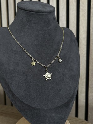 Lavanderopa Güneş, Ay ve Yıldız Detaylı Gold Çelik Kolye