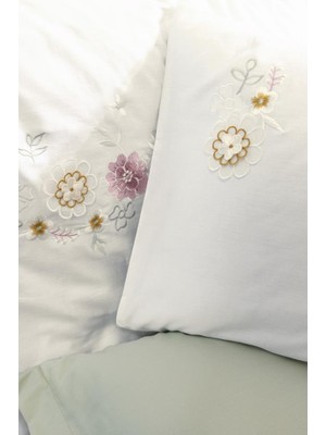 Seçkin Trend 3D Nakışlı Çift Kişilik Saten Nev Takımı Jenka Mint