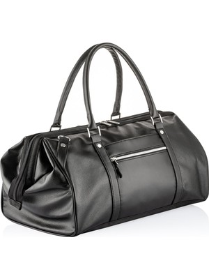 Ns Reliable Siyah Croco Desenli Deri Spor ve Seyahat Çantası - Ayarlanabilir Omuz Askılı Büyük Boy Valiz Çanta